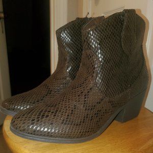 Brown Snakeskin Booties